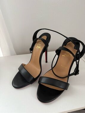 Christian Louboutin Black Leather Strappy High-Heel Sandals